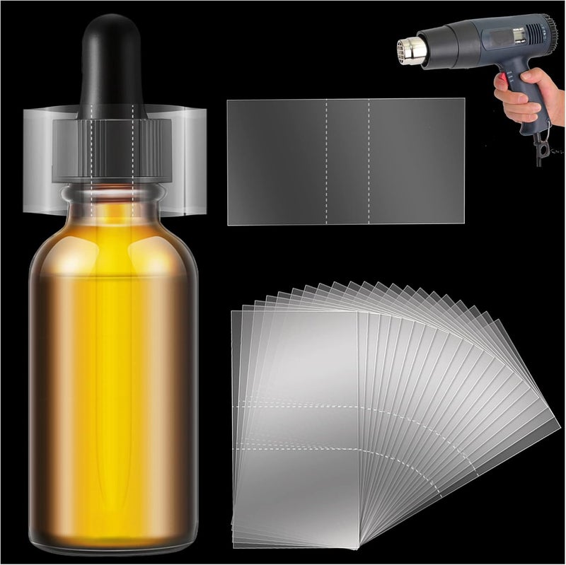 AOUKAR Shrink Wrap Bands for Bottles Jars Seals Heat Shrink Bands Cap Seal for Jars Bottles Mouth Shrink Bag Refillable Shrink Wrap Container-200 Pieces-2.17x3.43 Inch-55 x 87mm - Image 1